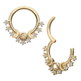 Invictus - 14Kt Triple Moon Phase CZ Prong Hinge 16g