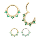 Invictus - Emerald CZ Princess / Round Cluster Hinge 16g