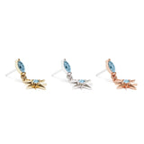 Umanative - 14K Gold Blue Topaz Starburst Dangle