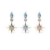 Umanative - 14K Gold Blue Topaz Starburst Dangle