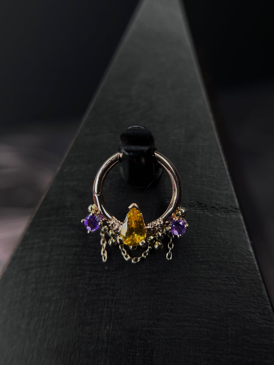 Dusk Seamless Amethyst and Spessarite Ring