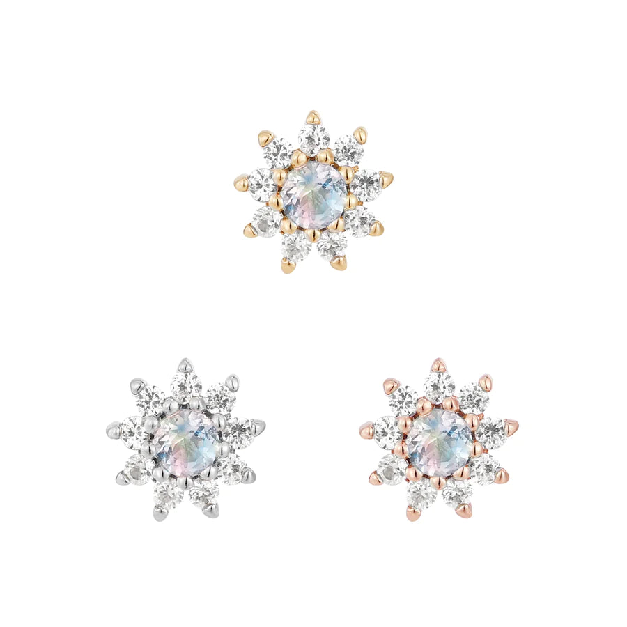 BJO Eloise Flower : Rainbow Moonstone