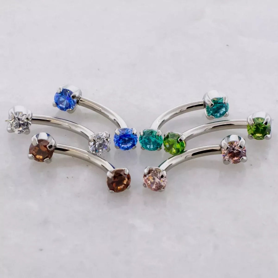 16g Curved Barbell with Front Facing Gems