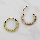 Gold Hinged Ring -  Beaded CZ's