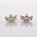 14k Yellow Gold Triple Marquise Threadless