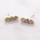 14KT Gold - 3cz Vertical Cluster