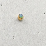 Diablo Solid 14k Light Blue Opal Round Bezel