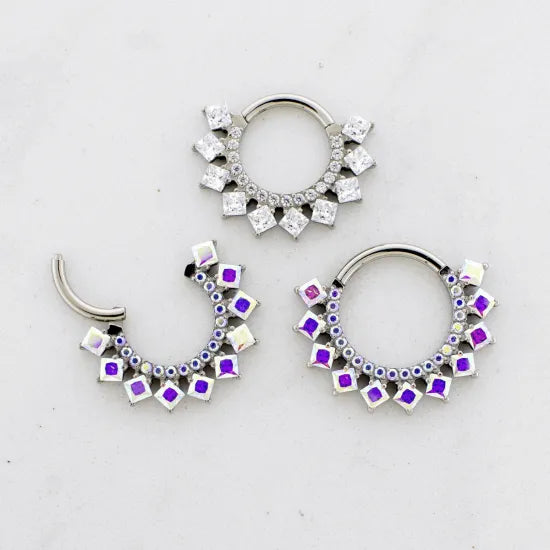 Titanium Hinge with Square Gems