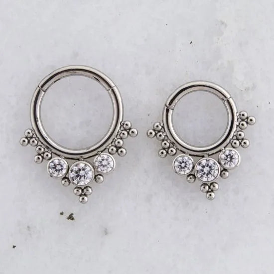 Titanium Hinge with Beaded Cluster CZ