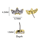14k Yellow Gold Triple Marquise Threadless