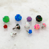 18/16g Steel Prong Set Opal Threaded End