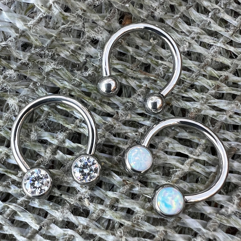 Titanium Circular Barbell with Gem Ends