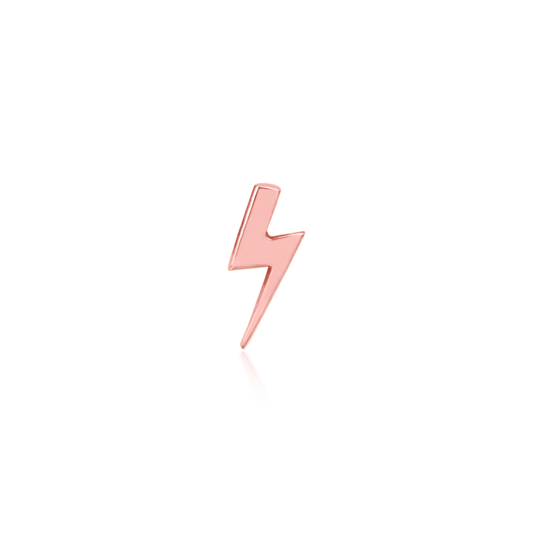 solid rose gold lightning bolt threadless end
