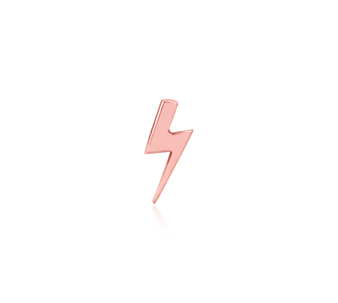 solid rose gold lightning bolt threadless end