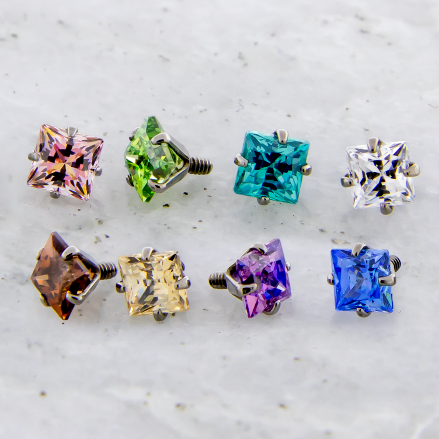 18/16g Square Premium Zirconia Threaded Tops