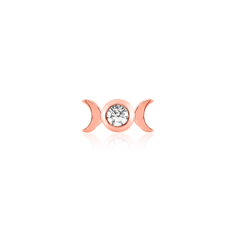 junipuur tauriel sun and moon, white cz, 14k gold threadless end for piercing jewelry, rose gold