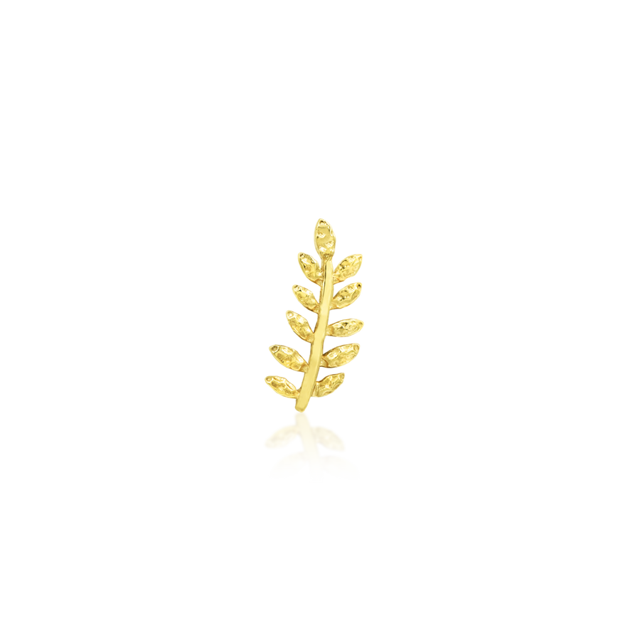 14k gold willow leaf cartilage earring